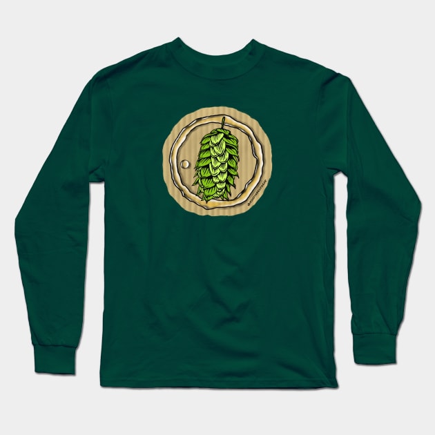 Hop on Beer Stained Cardboard Long Sleeve T-Shirt by Mindy’s Beer Gear